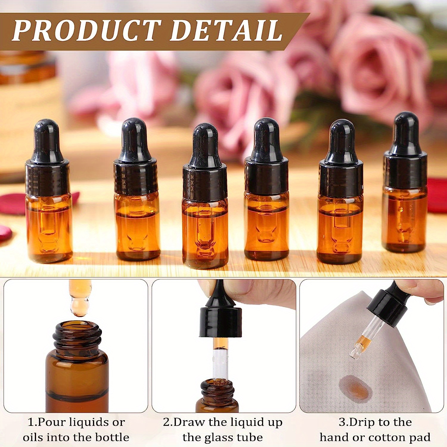 100 PCS 1/2/3 ML Empty Mini Glass Perfume Small Sample Vials