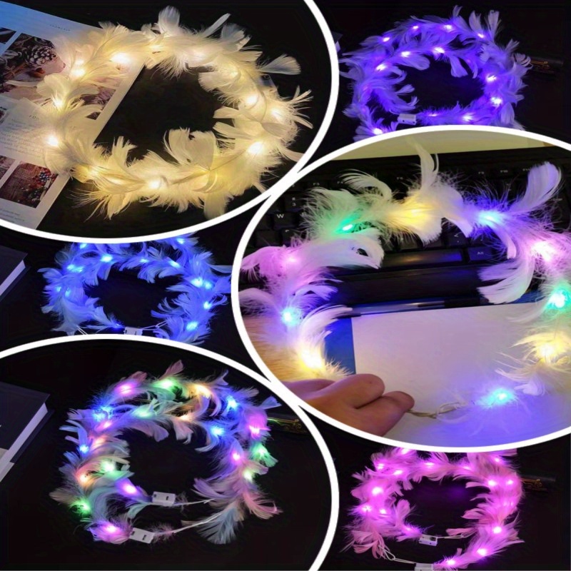 6pcs Led Colorati Ghirlanda Piume Set Copricapo Decorazione - Temu Italy