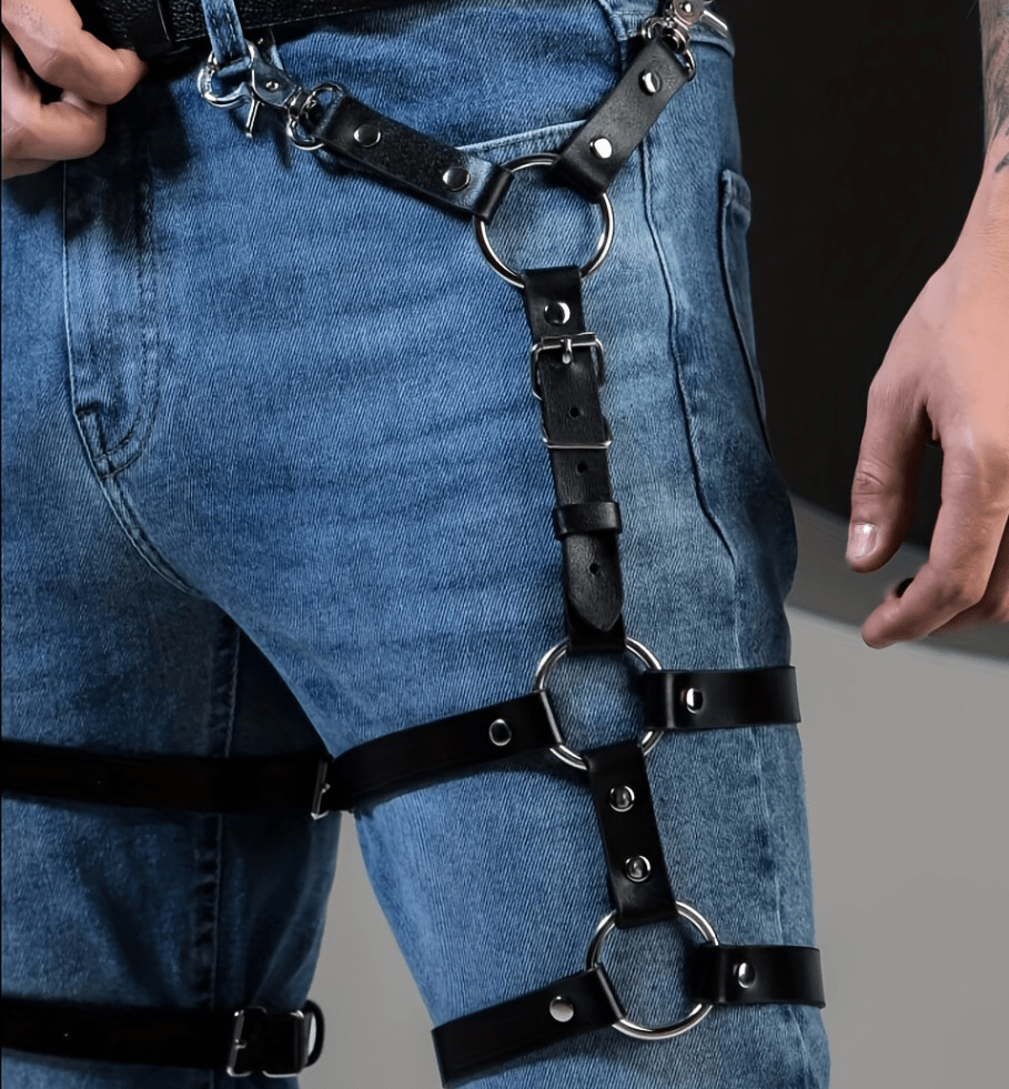 Men's Leather Suspenders Statement Belt Bondage Leather Girdle Punk  All-in-One Shirt Accessories : : Clothing, Shoes & Accessories