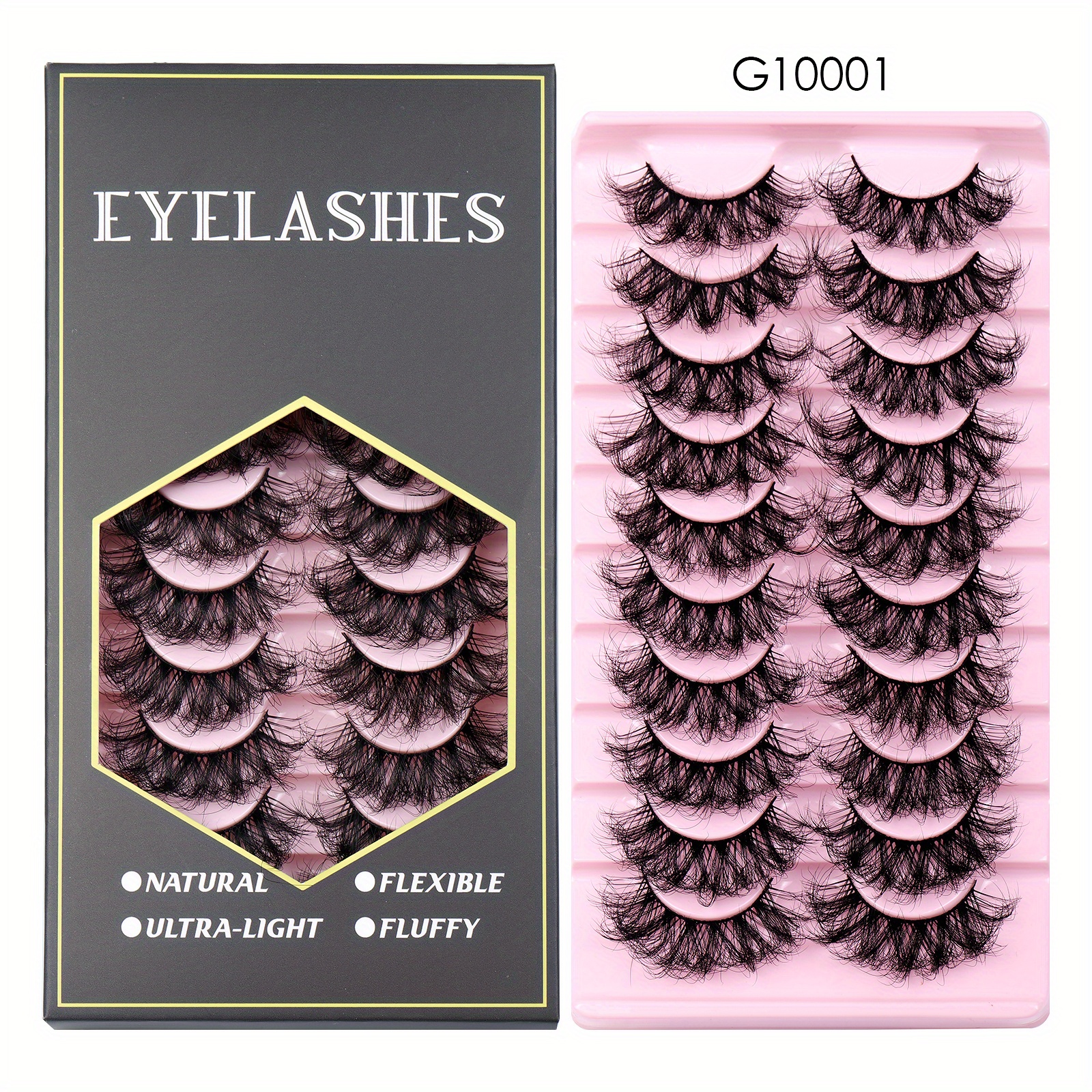 Faux Mink False Eyelashes Fluffy Thick Curling Lashes 10 Pairs