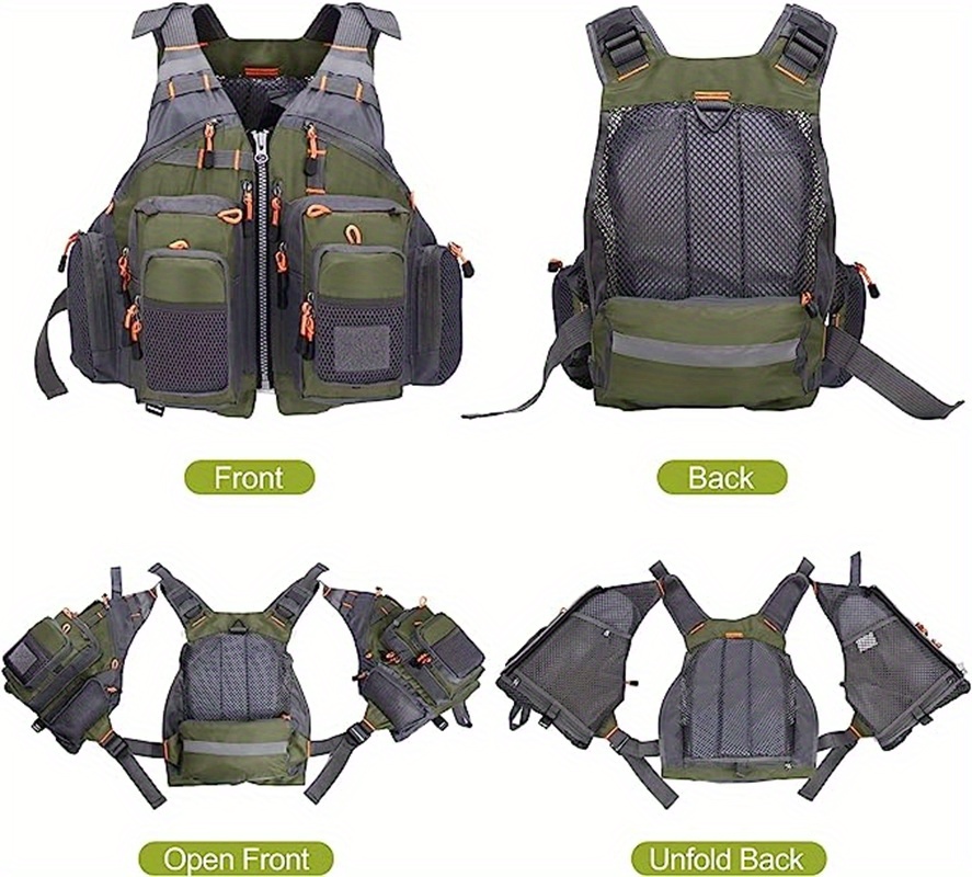 Multi Pocket Fly Fishing Vests for Men Breathable Strap Fishing
