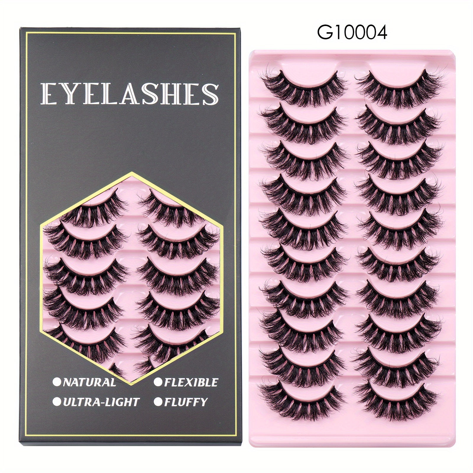 Faux Mink False Eyelashes Fluffy Thick Curling Lashes 10 Pairs