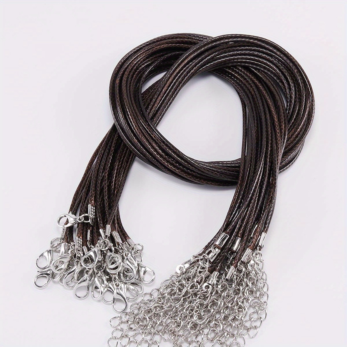 10pcs 45cm Braided Adjustable Black Leather Rope Wax Cord DIY Handmade  Necklace Pendant Lobster Clasp String Cord Jewelry Chains