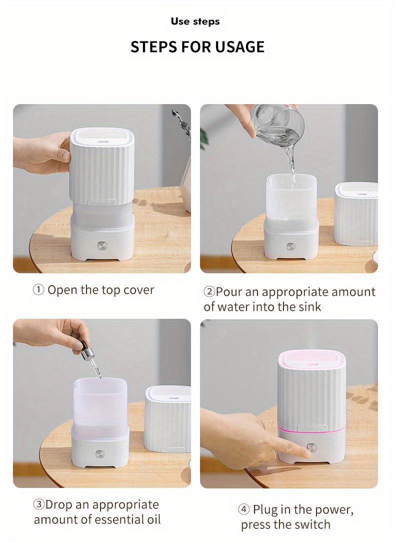 1pc 7 color led ultrasonic aromatherapy diffuser aroma essential oil diffuser air aromatherapy machine usb personal desktop noiseless cool mist humidifier with auto off protection for home bedroom or dormitory details 10