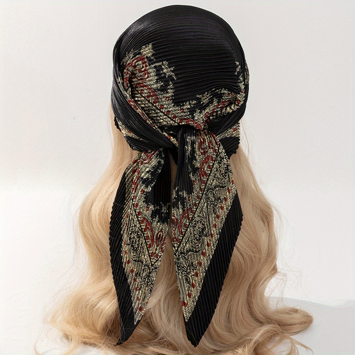 Vintage Printed Headband Women Multifunctional Square Scarf Slik