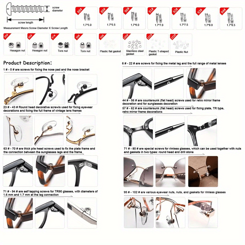 Kit Reparación Gafas 500 Piezas/caja Kit Surtido - Temu Chile