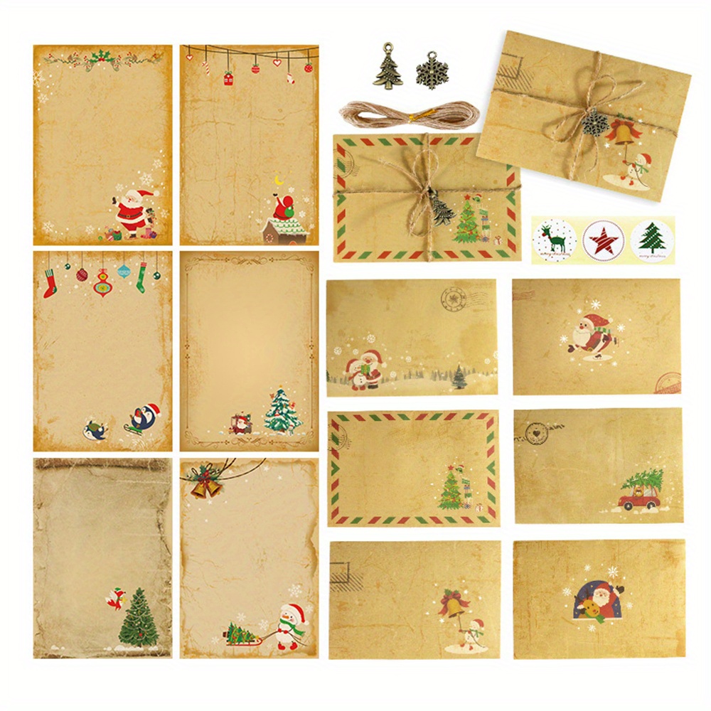 6pcs / Set Vintage Noël Kraft Lettre Papier Père Noël - Temu Canada