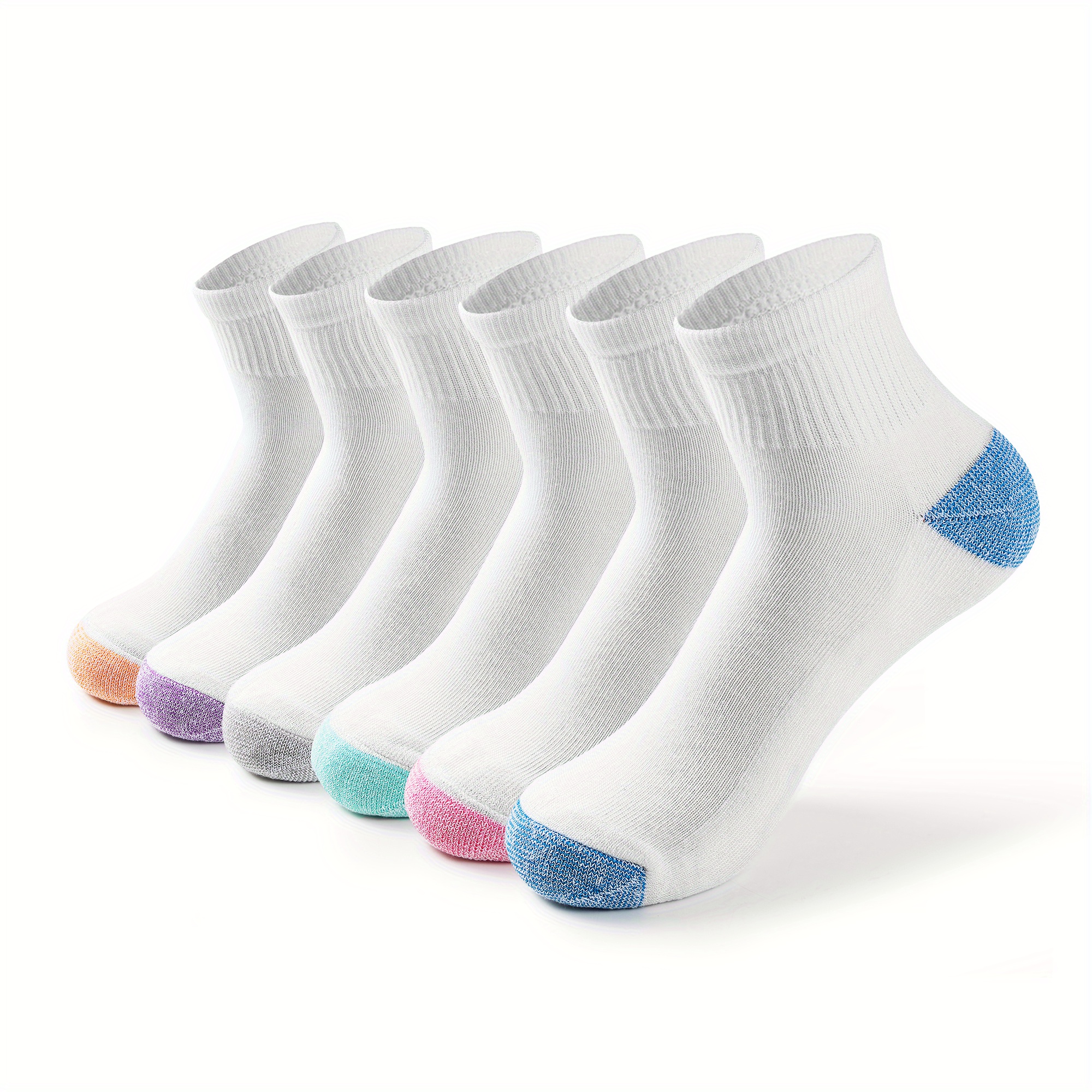 12pairs Girls Kids Breathable Comfy Crew Socks, Fashion Color Block Socks,  Children's Socks