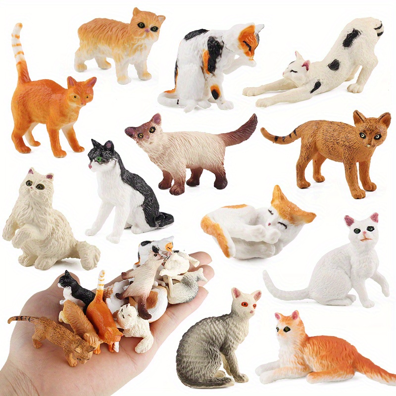 Realistic Grey Orange Cat Figurine Set Perfect Educational - Temu