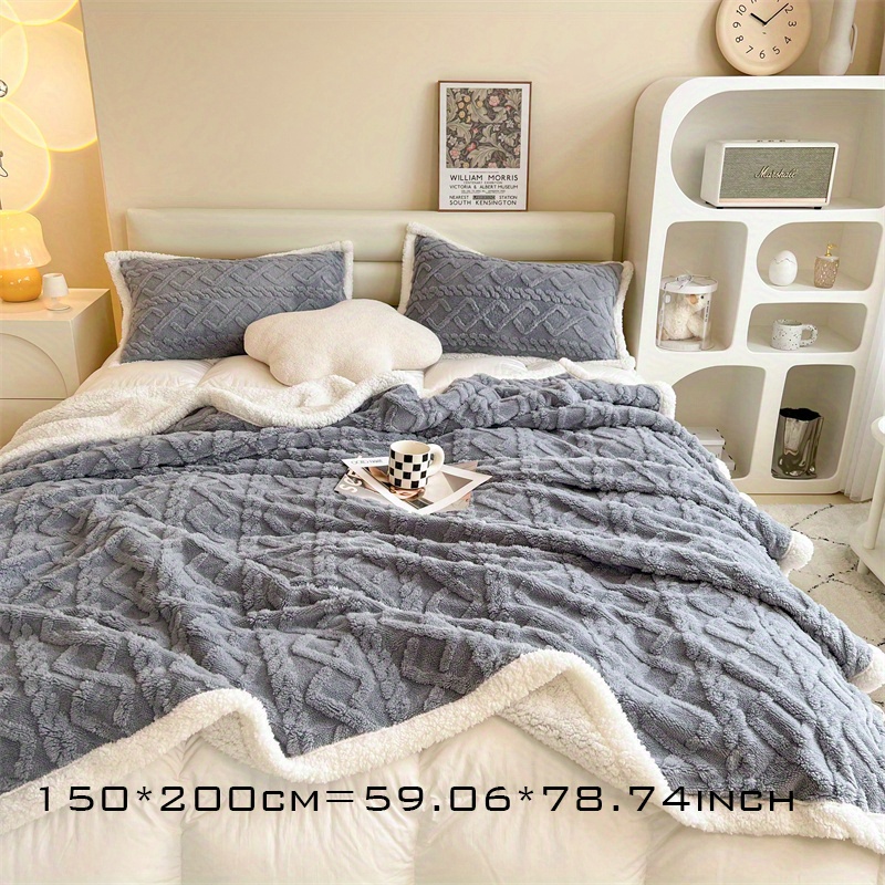 Winter Thick Blankets Double Sided Solid Color Travel Blanket Warm Wool  Blanket