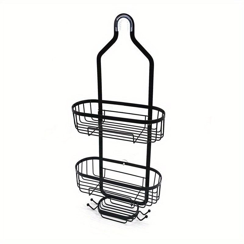 Kadolina Anti-Swing Bathroom Hanging Shower Caddy, Over Head Shower Caddy  Organizer Basket with Hooks for Towels, Razor and Sponge, White [Patented]