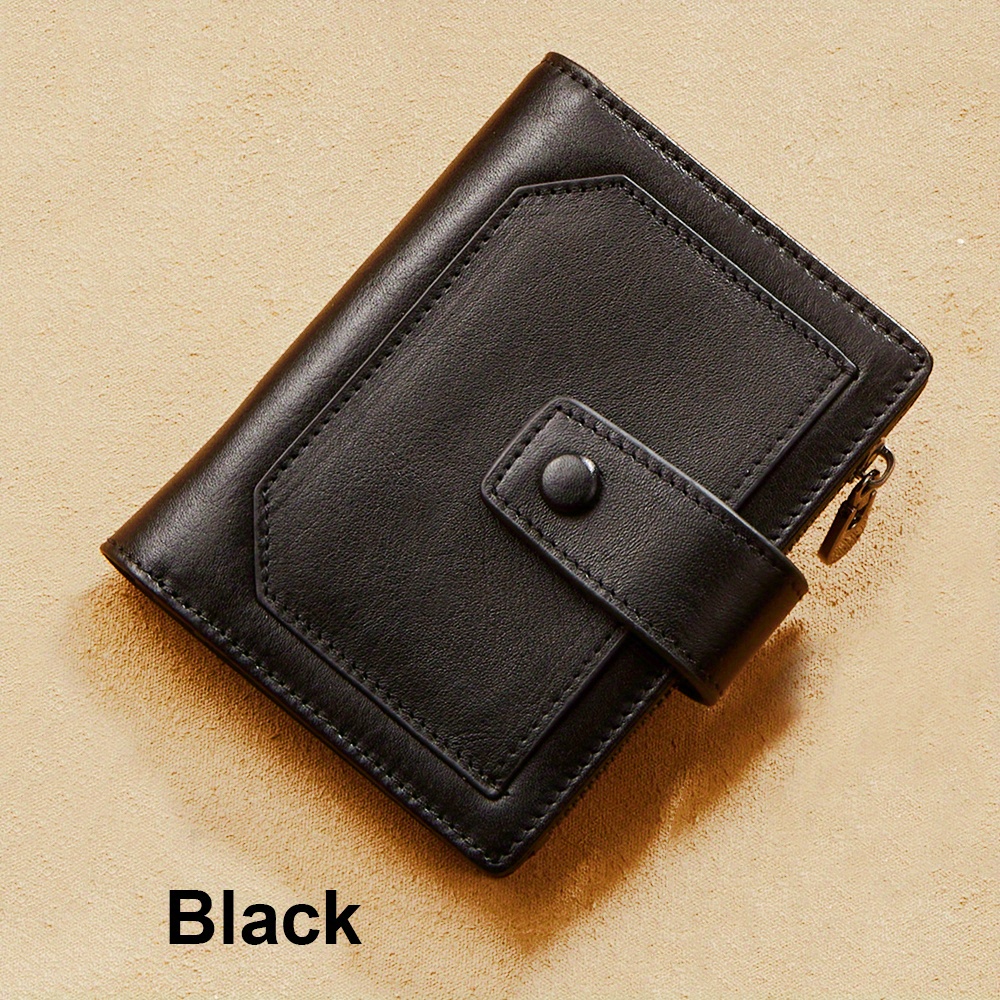 Color Contrast Fringe Decorated PU Tote Bag Vintage Men Genuine Leather RFID Anti-Theft Brush Bifold Multifunctional Wallet,one-size