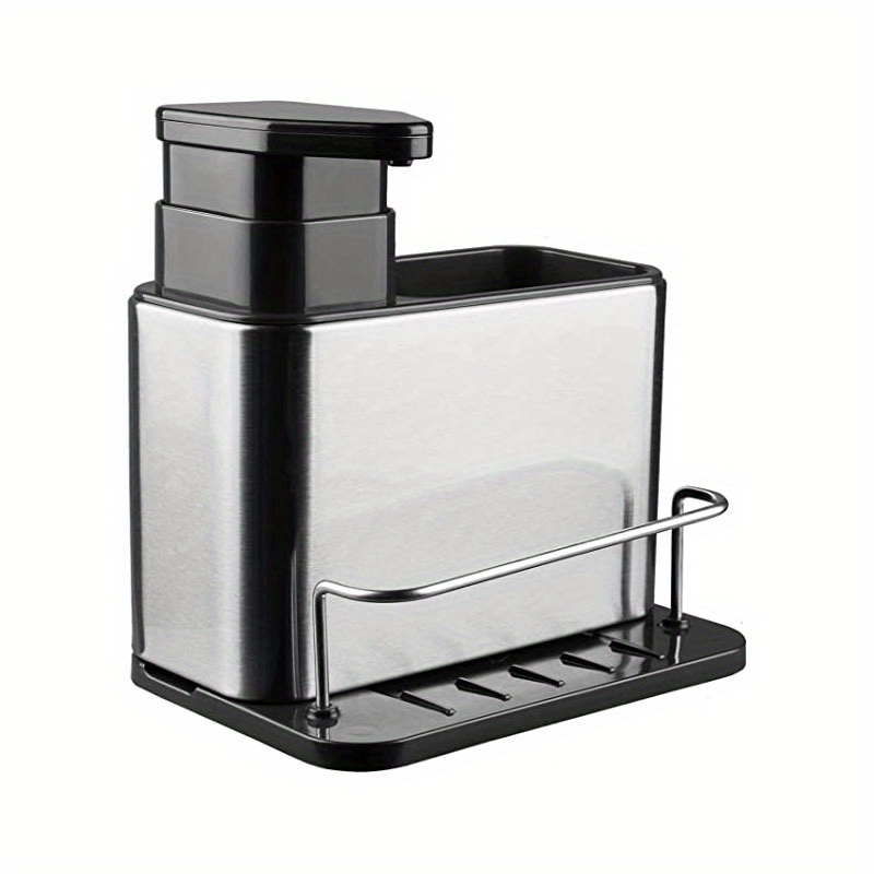 1 piece dish soap dispenser and sponge holder, metallic black, for