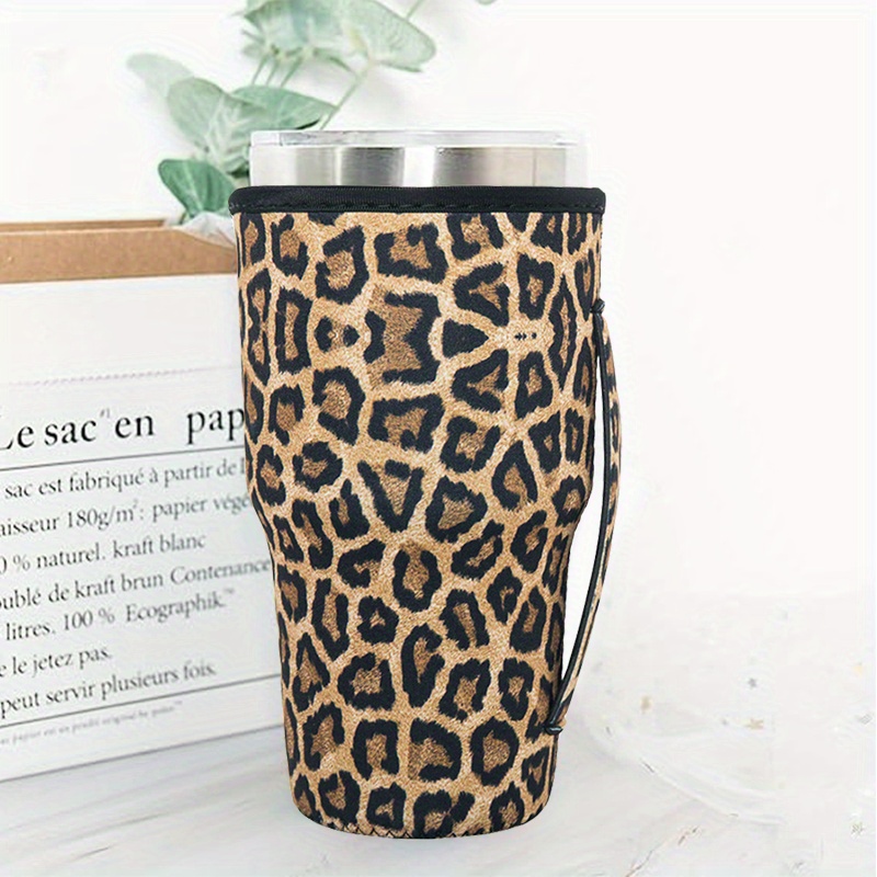 White & Gold Cheetah Print Reusable Cold and Iced Coffee Cup 