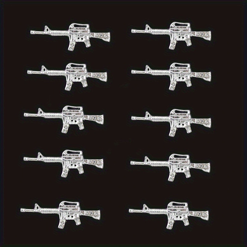 3d Alloy Gun Nail Art Charms With Crystal Rhinestones,luxury Gun