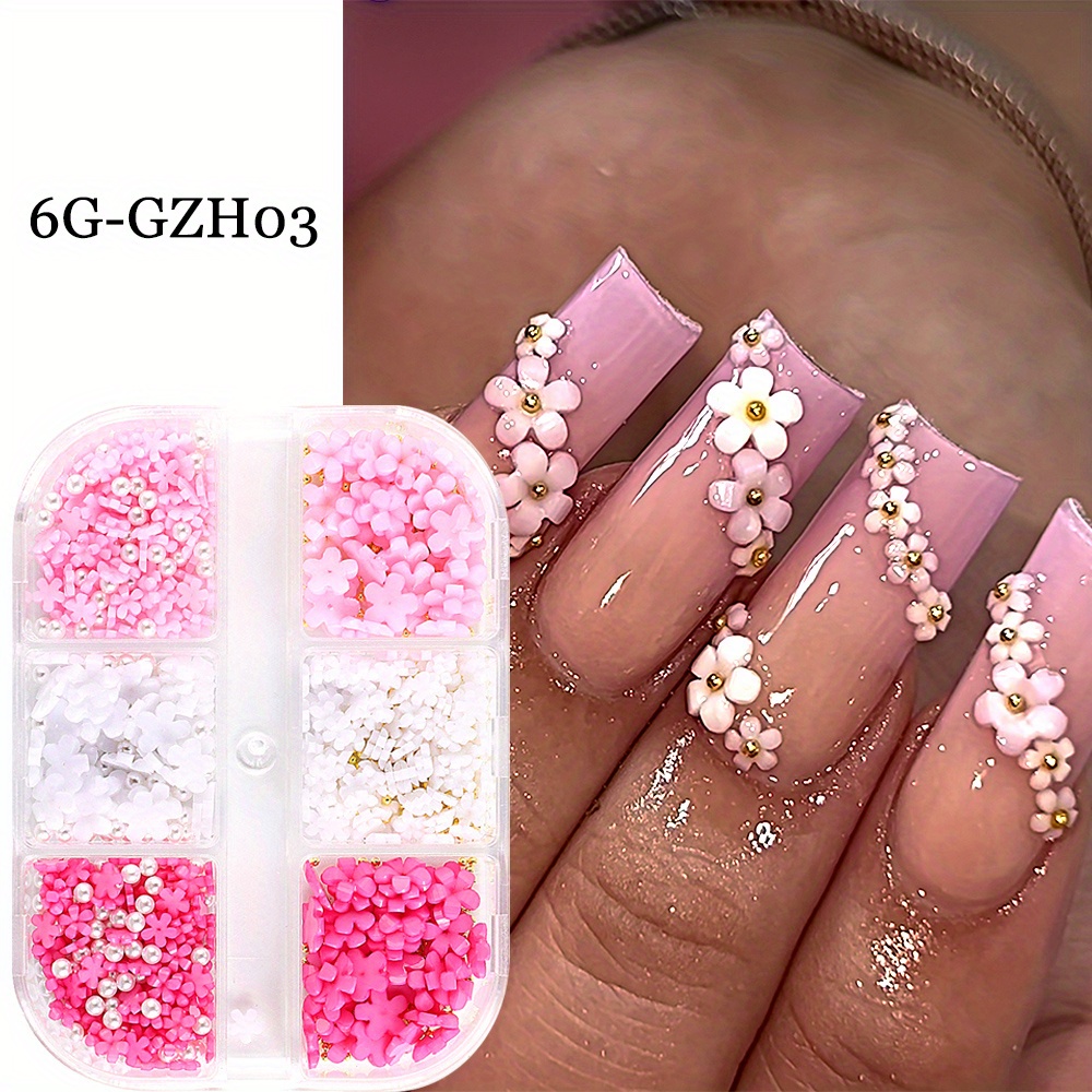 3d Flower Nail Charms Acrylic Flower Nail Art Rhinestones - Temu