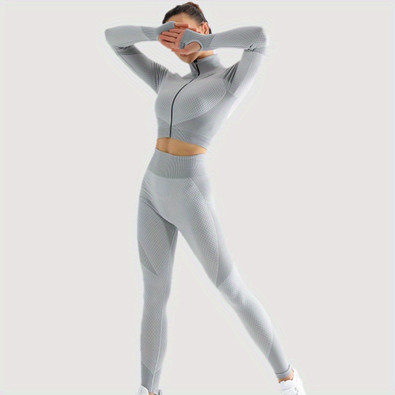  2 Sets Yoga Clothes Set Women Zipper Yoga Vest Sports