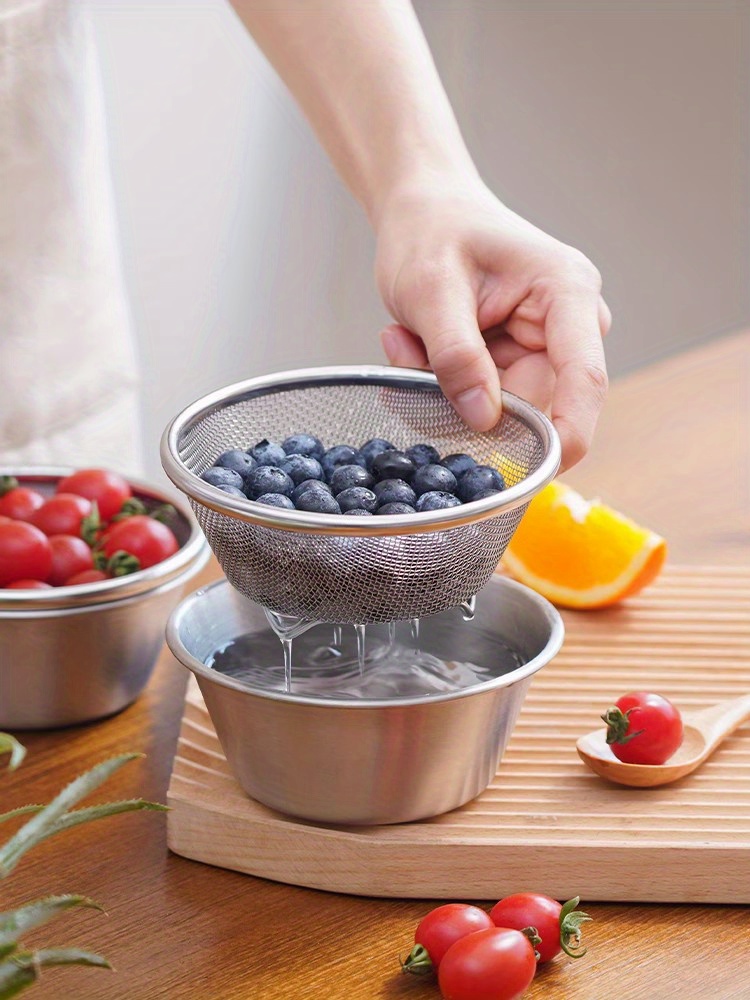 Stainless Steel Drain Basket Cooking Bowl Set Perfect Temu