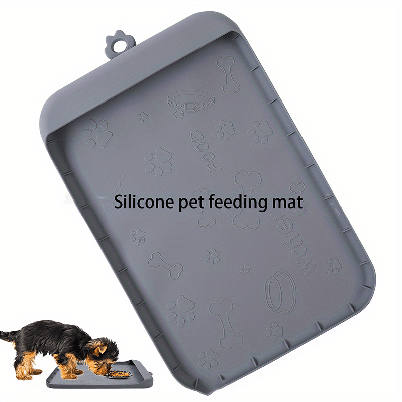 Dog Mat for Food and Water, Baboies Silicone Dog Food Mat with Pocket for  Catches Spill and Residue, Non Slip Dog Feeding Mat Cat Dog Water Bowl Mat