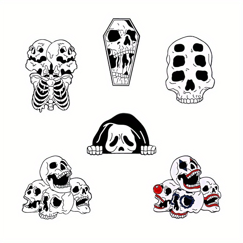 2~5pcs/set Goth Pins Punk Brooches for Men Dark Lapel Pins Skull