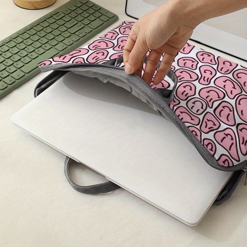 Smile Face Print Laptop Bag Simple Briefcase Laptop - Temu