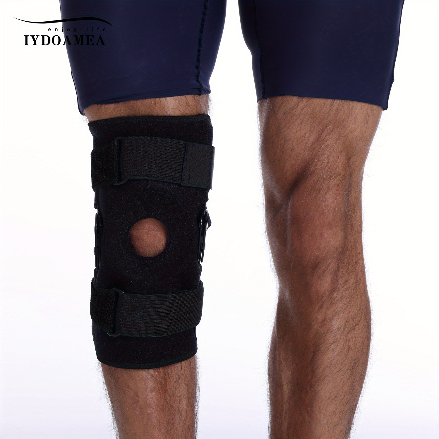 Rodillera con bisagras para dolor de rodilla con estabilizadores laterales  para desgarro de menisco, rodillera ajustable para dolor de rodilla para