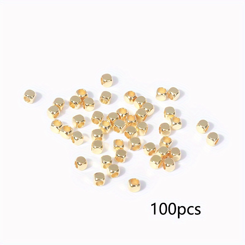 18K gold plated beads, Tiny spacer metal beads for Jewelry making