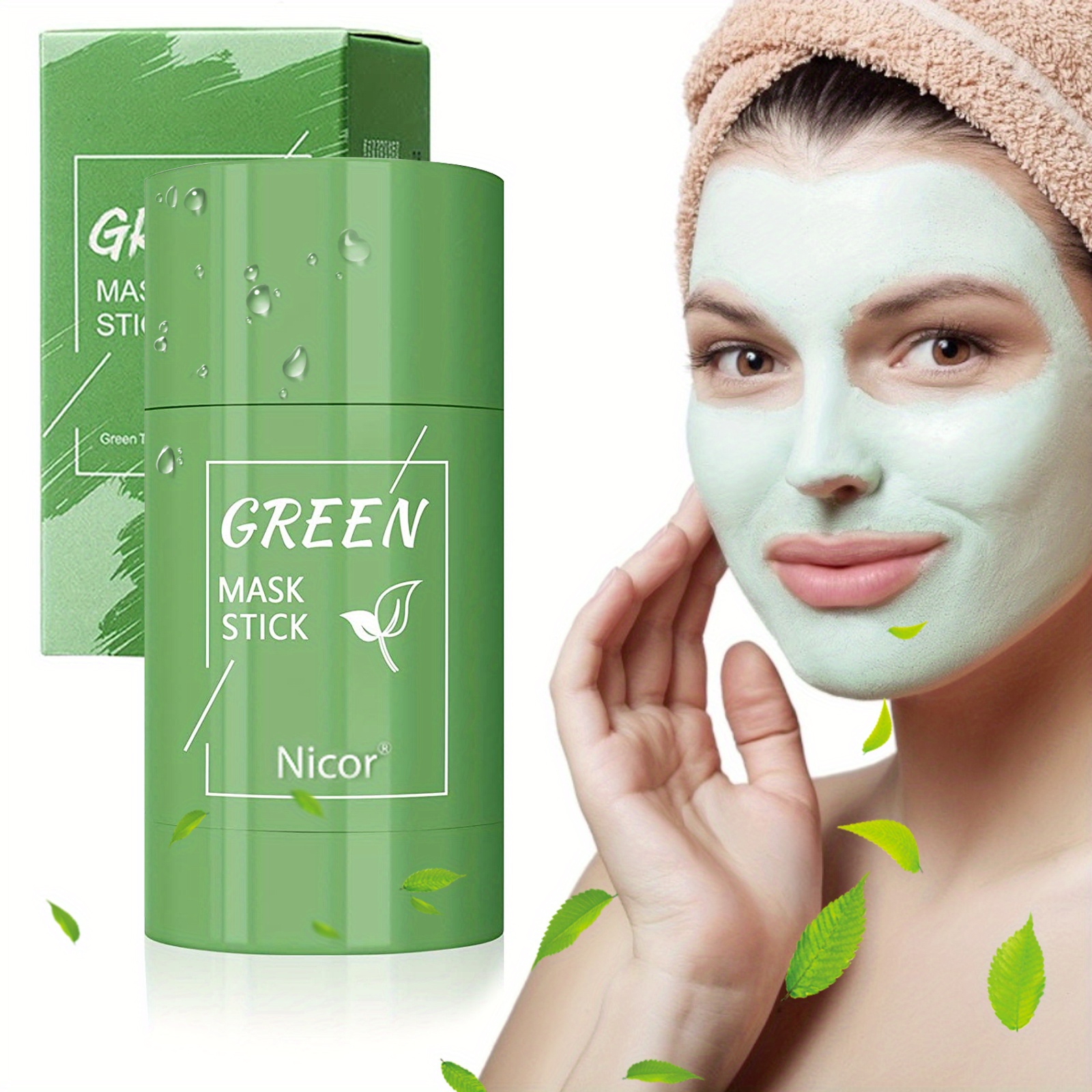 Green Mask Stick, Green Tea Cleansing Mask Stick Deep Cleansing Oil Control  Blackhead Remover, Green Stick