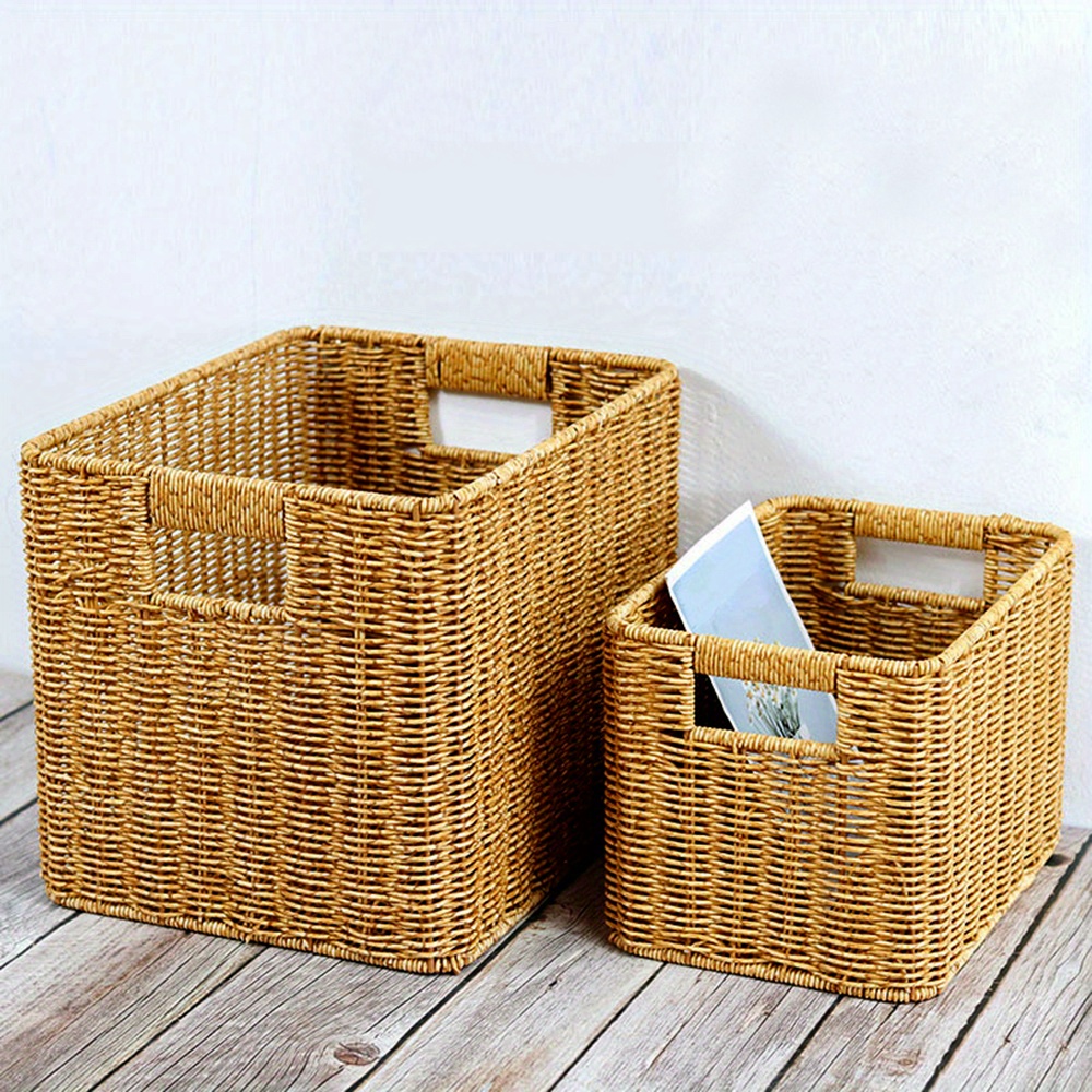 2pcs Woven Small Bamboo Baskets Storage Box For Desktop Sundries, Snack  Organization And Bedroom Decoration