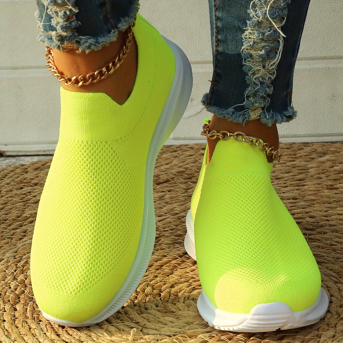 Neon yellow 2025 sock sneakers