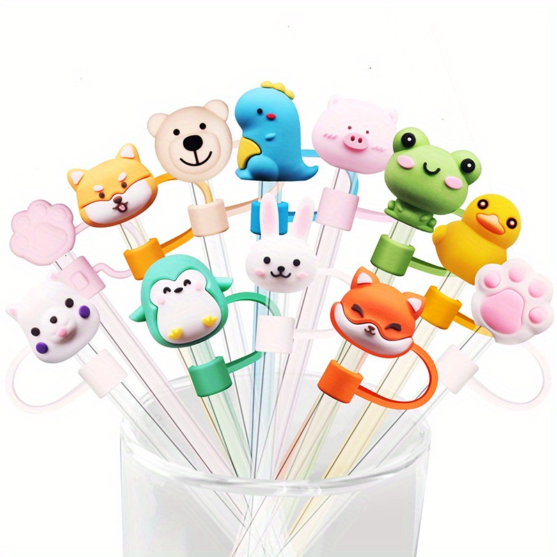 Cartoon Animal Straw Tips Cover Silicone Straw Cover - Temu