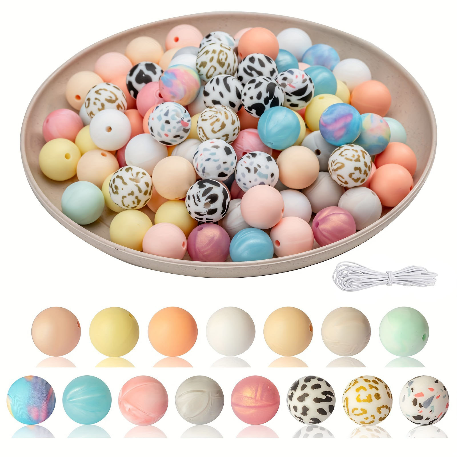 100pcs 15mm Round Silicone Bead Kit, For Necklace, Bracelet, Diy Craft  Making - Assorted Silicone Color Beads - For Jewelry Making