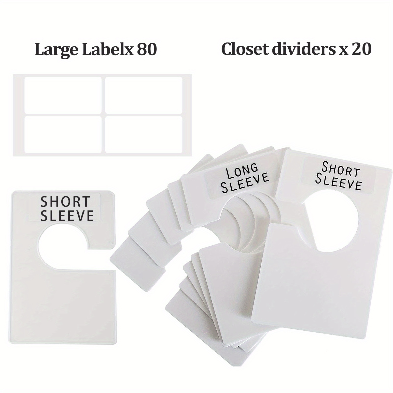 Set White Clothing Sorting Labels, Easy To Divide Your Clothes, Closet