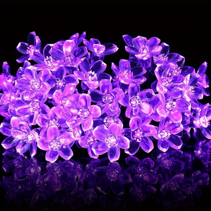 Solar Purple Cherry String Lights, 8 Function, Courtyard Balcony Outdoor Camping Decoration Light String, Holiday Led Atmosphere Light, 1 String Of 5 Meter 20 Lights Or 6.5 Meter 30 Lights