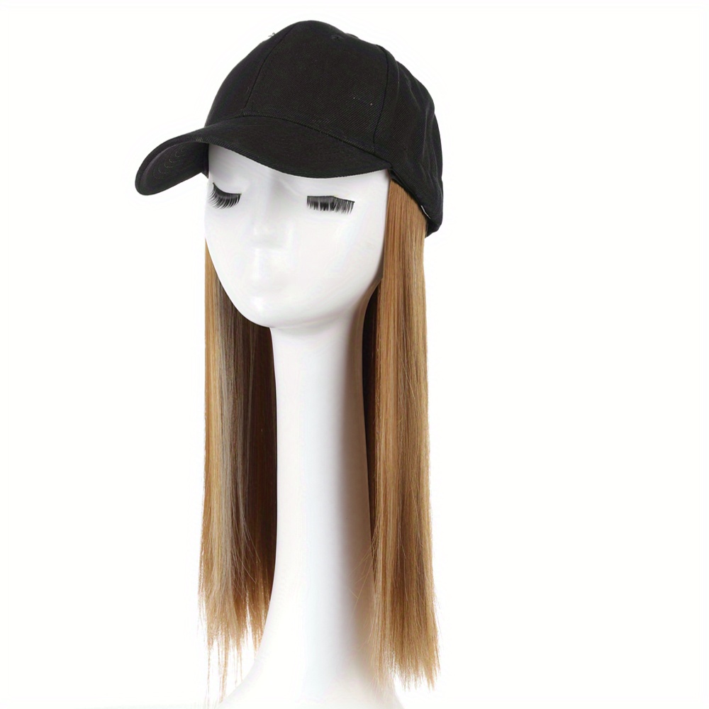 Hat with Tie-Dyed Baseball Cap and Straight Hair Wigs