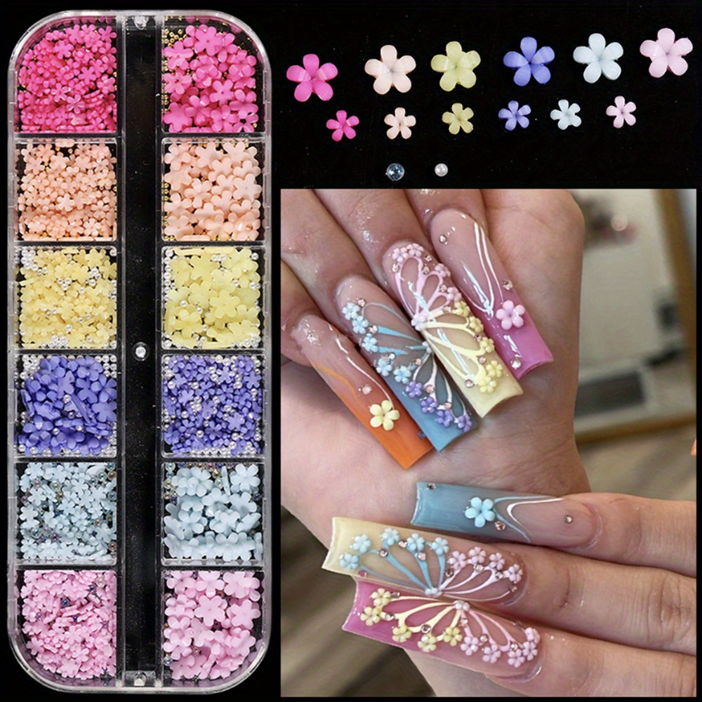 400pcs,3D Flower Nail Art Charms With Nail Beads,Fruit Nail Art  Slice,Mermaid Flatback Nail Art Perals,Resin Nail Art Pearls