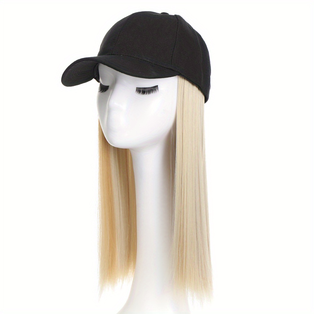 Hat with Tie-Dyed Baseball Cap and Straight Hair Wigs