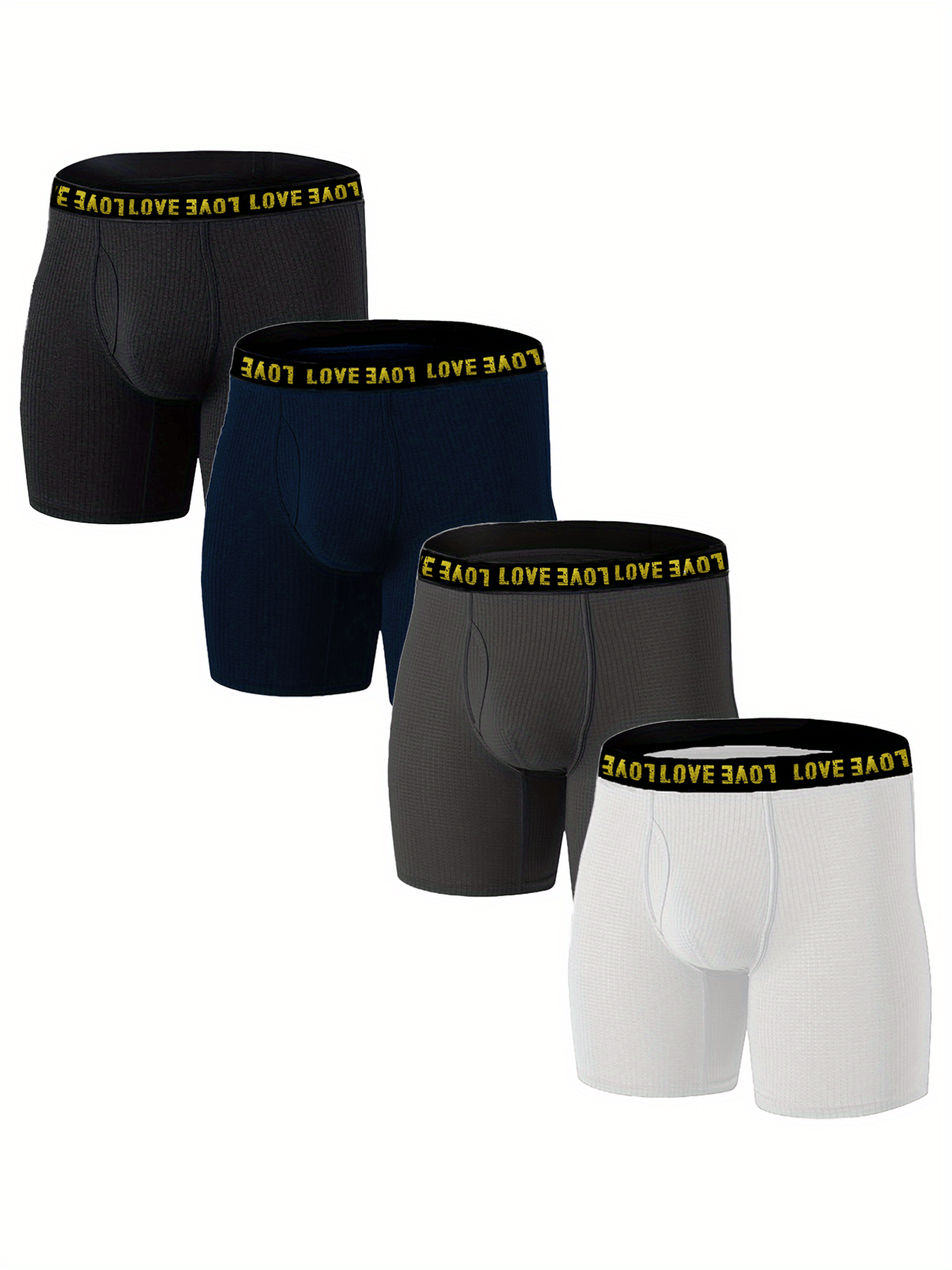 Plus Size Men's Long Leg Boxer Briefs, Stylish, Soft And Comfortable ...