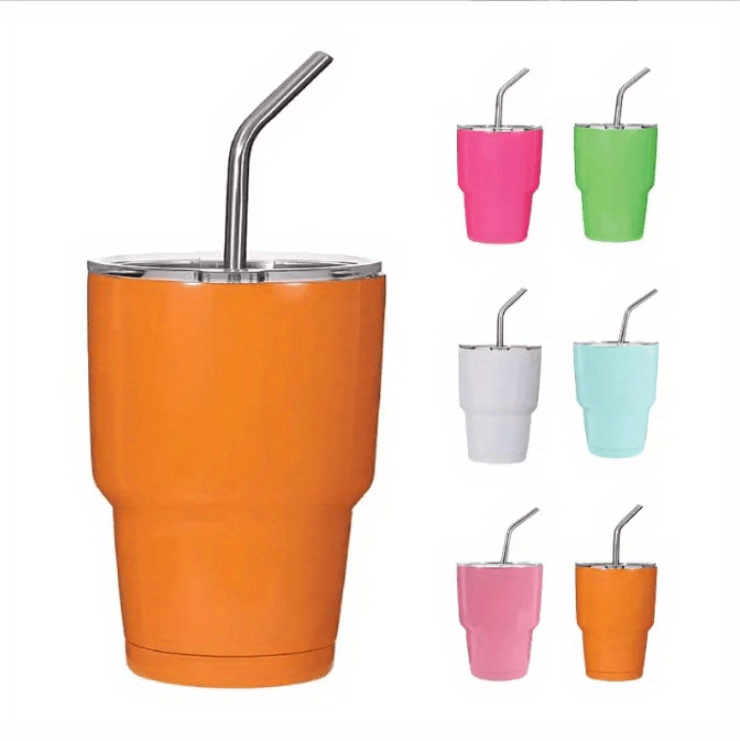 Mini Tumblers With Lid And Straw, Stainless Steel Water Bottles, Water Cups,  Summer Winter Drinkware, For Restaurant, Home Use - Temu