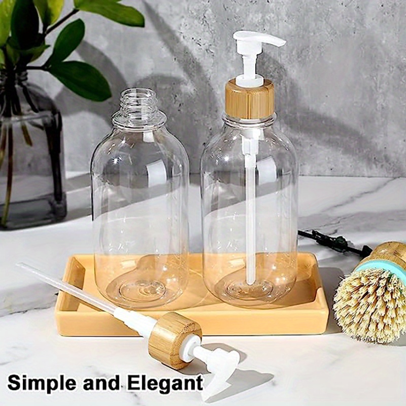 Detergent bamboo clear glass brass pump 1L 'clean dishes dirty