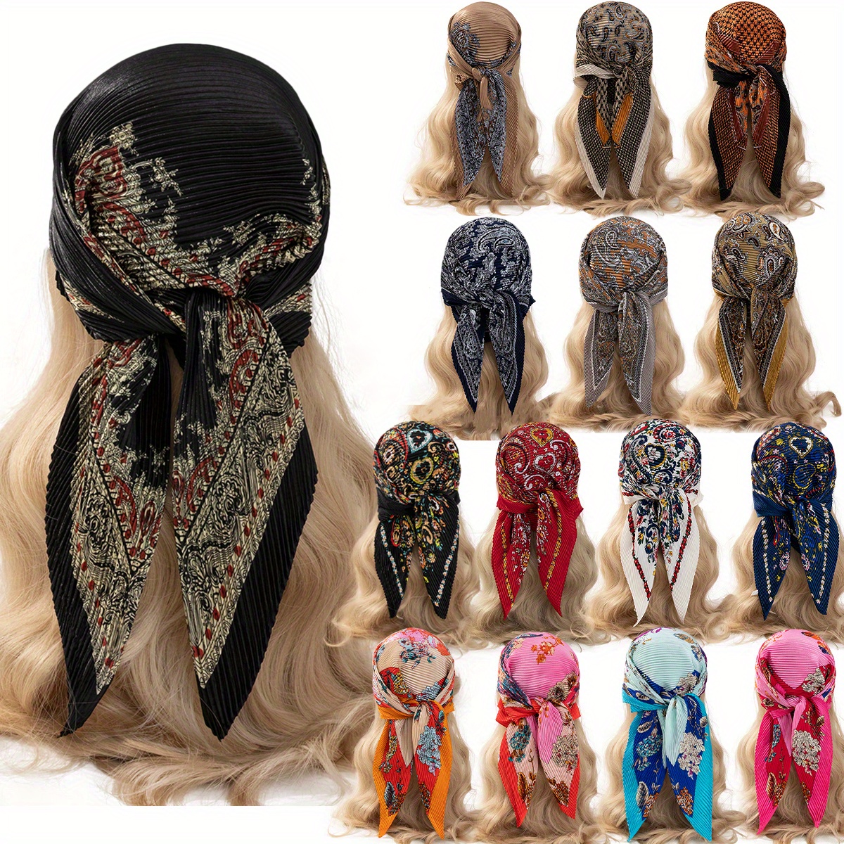 Classic Print Square Scarf Bandana Boho Satin Neckerchief Shawl Imitation  Silk Head Wrap Hair Accessories - Temu Lithuania