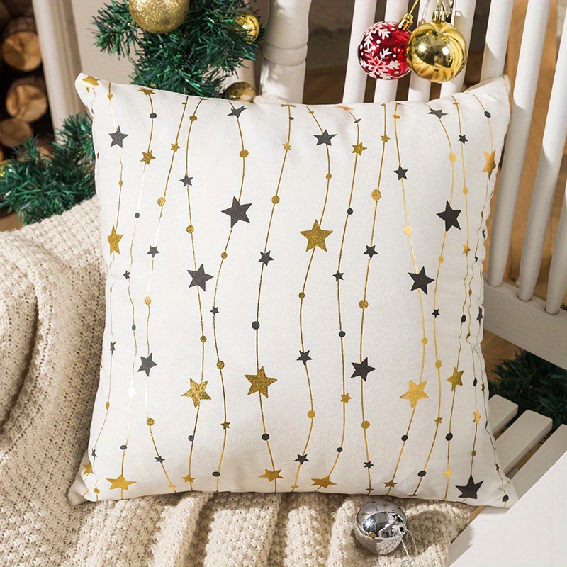 Shop silk Christmas pillow covers with white tree and gold star
