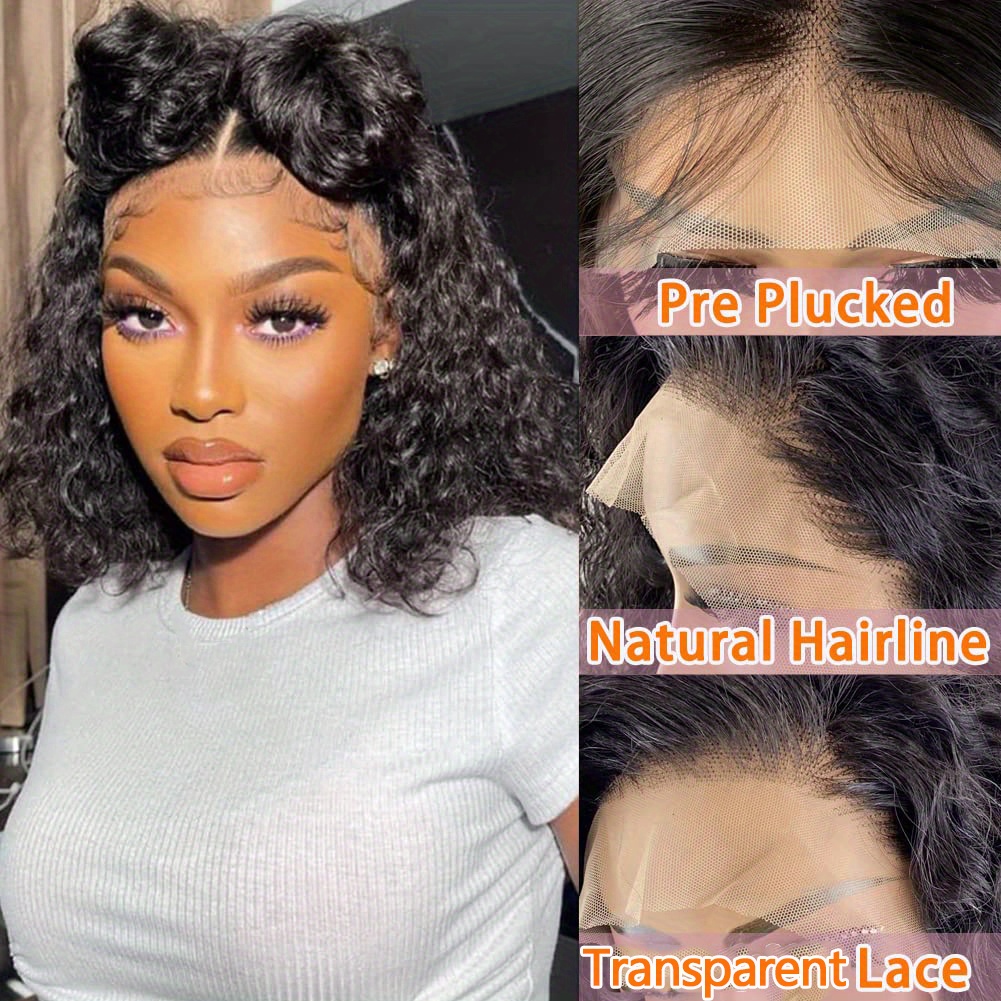 Women's Curly water wave wig Hd top transparent lace front wig pre plucked with baby