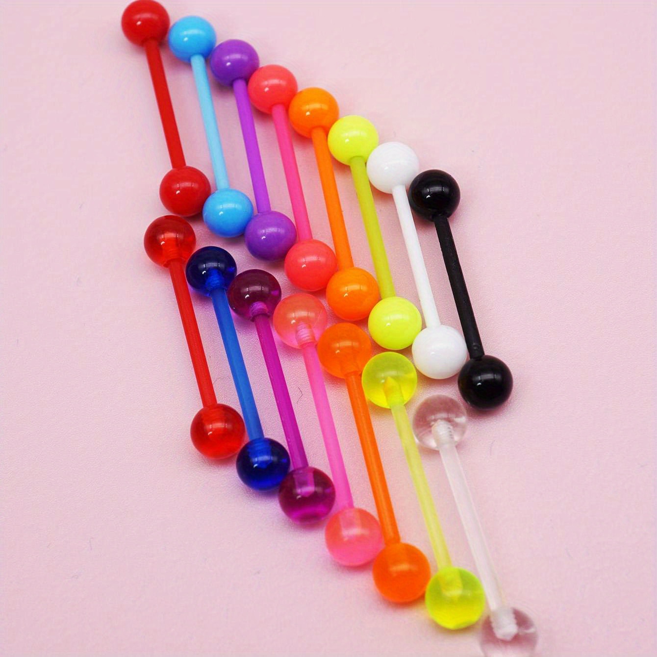 15pcs Set Of Random Color Material Tongue Studs, Fashionable And Versatile For Unisex Use