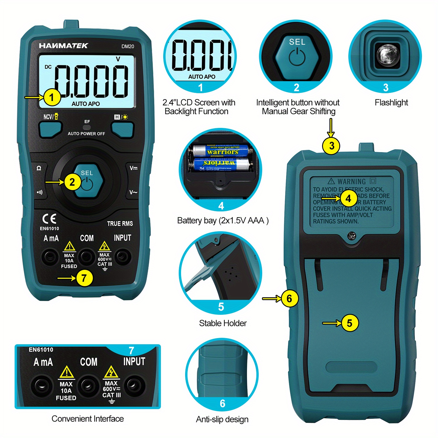 Digital Multimeter Hanmatek Dm20 Auto Range Recognition Multimeter With