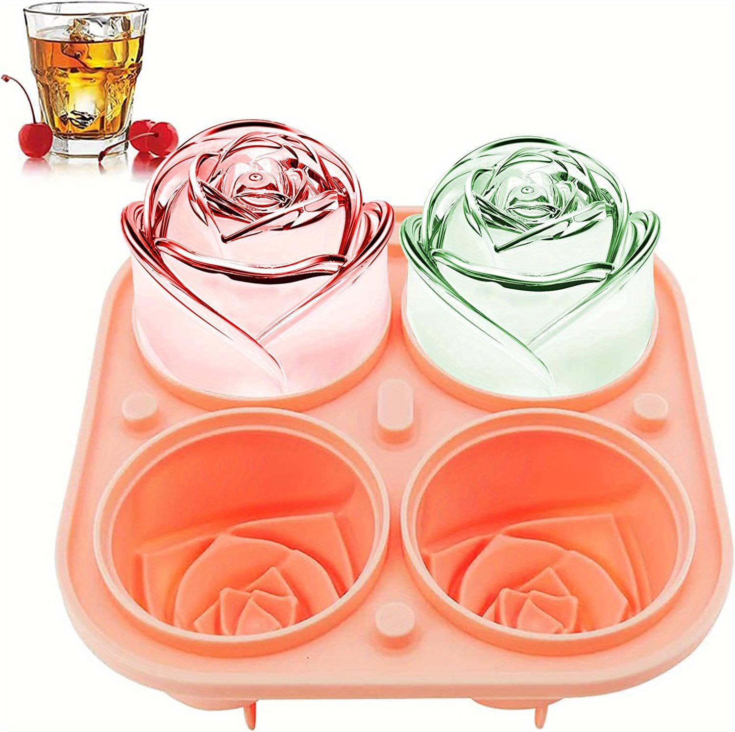 1pc mold ice cube mold 3d rose ice molds 2 5 inch ice cube tray large ice cube trays for bar cocktail party make 4 giant cute flower shape ice cube mold silicone fun big ice ball maker mold kitchen accessaries details 0