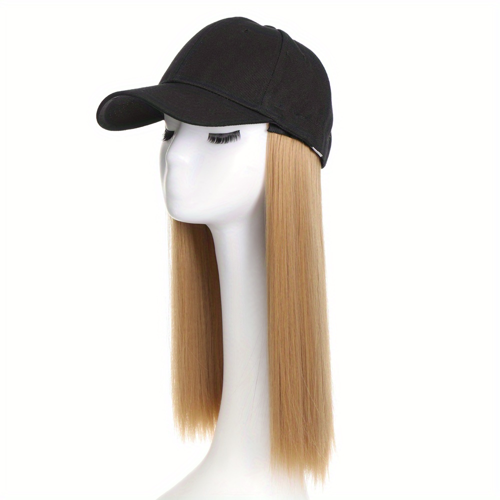 Hat with Tie-Dyed Baseball Cap and Straight Hair Wigs