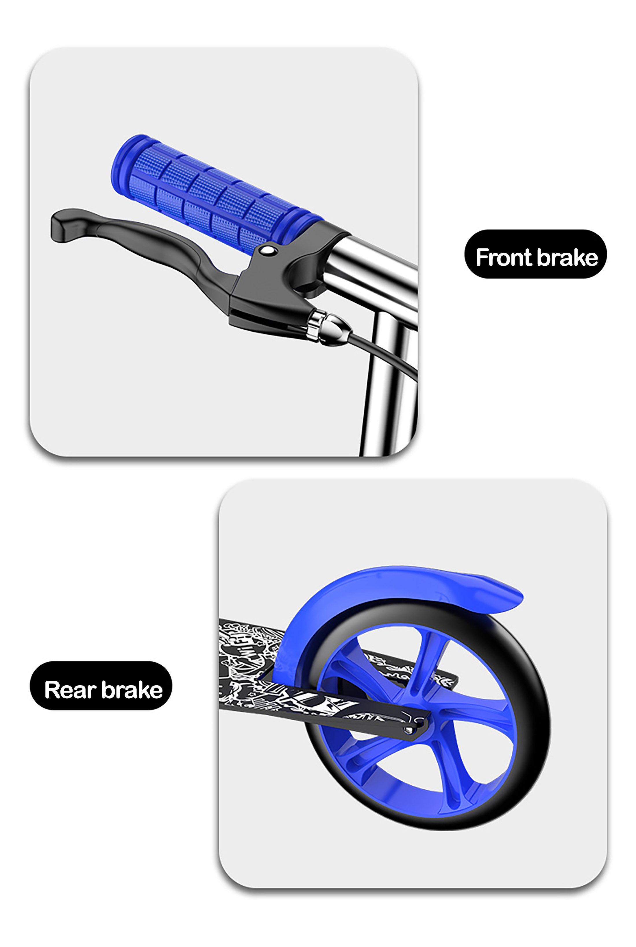 foldable two wheeled skateboard with dual brakes and widened pedals perfect for sports fitness commuting details 6