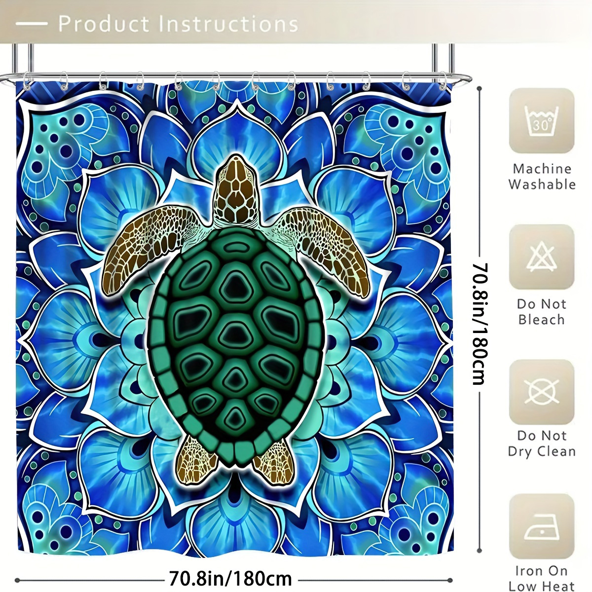 4pcs Shower Curtain Sets With 12 Hooks, Nature Ocean Sea Turtle And Fish  Pattern Non-Slip Rugs, Toilet Lid Cover And Bath Mat, Durable And  Waterproof