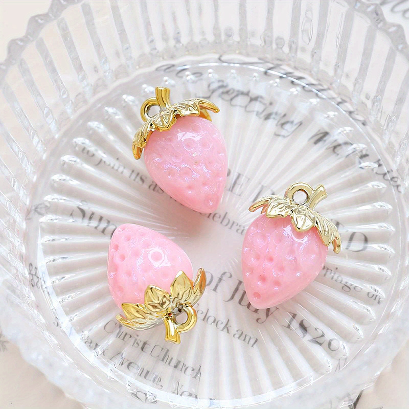 Rose Gold Strawberry Charms Fruit Charms Strawberries Charm Food Charms Necklace Bracelet Earrings DIY Jewelry Making 16mm x 10mm